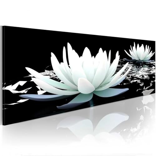 5D Weißer Lotus Diamond Painting Kits,Diamant Painting Bilder Kit für Erwachsene,DIY Strass Mosaic Diamond Art Full Stickerei Kreuzstich Diamant Malerei Set für Home Wand Décor Square Drill,30x60cm von Hoonjiin