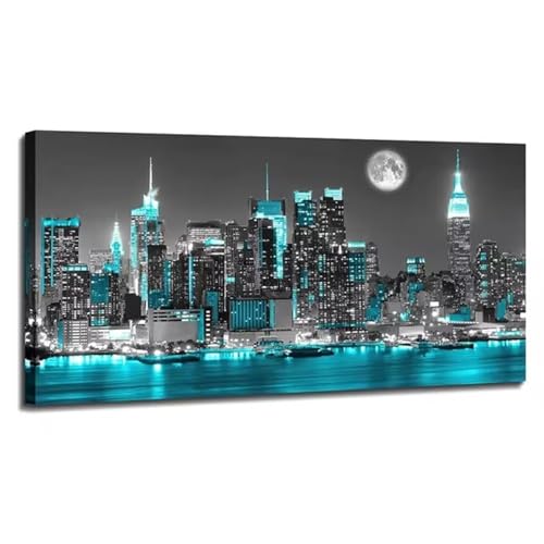 Diamond Painting Blaue Stadt,DIY 5D Diamond Painting für Erwachsene Anfänger Full Strass Stickerei Diamond Art Kreuzstich Malen Nach Zahlen Bilder für Home Wand Dekor Round Drill,100x200cm von Hoonjiin