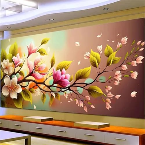 Diamond Painting Frühlingsblumen,DIY 5D Diamond Painting für Erwachsene Anfänger Full Strass Stickerei Diamond Art Kreuzstich Malen Nach Zahlen Bilder für Home Wand Dekor Round Drill,100x200cm von Hoonjiin