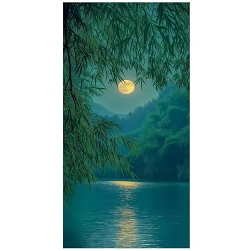 Diamond Painting Grüne Landschaft,DIY 5D Diamond Painting für Erwachsene Anfänger Full Strass Stickerei Diamond Art Kreuzstich Malen Nach Zahlen Bilder für Home Wand Dekor Round Drill,100x200cm von Hoonjiin