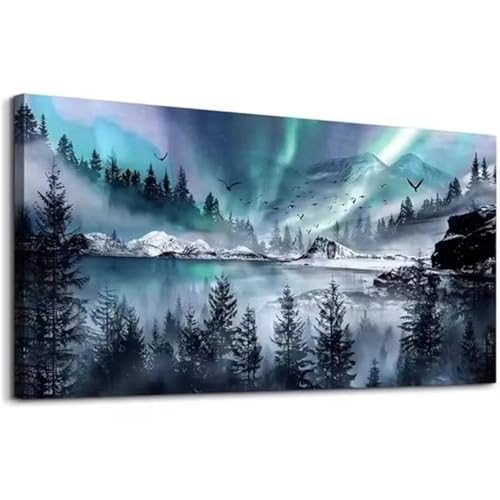 Diamond Painting Landschaft Aurora,DIY 5D Diamond Painting für Erwachsene Anfänger Full Strass Stickerei Diamond Art Kreuzstich Malen Nach Zahlen Bilder für Home Wand Dekor Round Drill,100x200cm von Hoonjiin