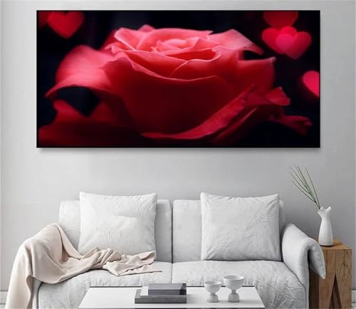 Diamond Painting Rosenblume,DIY 5D Diamond Painting für Erwachsene Anfänger Full Strass Stickerei Diamond Art Kreuzstich Malen Nach Zahlen Bilder für Home Wand Dekor Round Drill,100x200cm von Hoonjiin