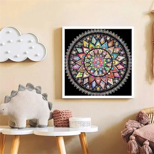 Hoonjiin Bunte Blumen Diamond Painting,5D DIY Totems Diamant Painting Bilder,Diamond Painting Set für Erwachsene,für Geschenk Zuhause Wanddekoration Square Drill - 30x30cm von Hoonjiin