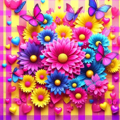 Hoonjiin Bunte Gänseblümchen Diamond Painting,5D DIY Tiere Diamant Painting Bilder,Diamond Painting Set für Erwachsene,für Geschenk Zuhause Wanddekoration - Square Drill,100x100cm von Hoonjiin