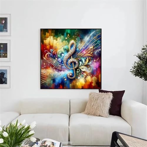 Hoonjiin Bunte Musik Diamond Painting,5D DIY Musiknoten Diamant Painting Bilder,Diamond Painting Set für Erwachsene,für Geschenk Zuhause Wanddekoration - Square Drill,50x50cm von Hoonjiin