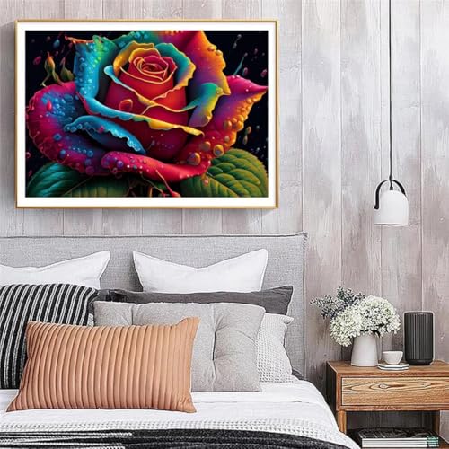 Hoonjiin Bunte Rosen Diamond Painting Erwachsene,5D Pflanzen DIY Diamant Painting Bilder,Full Round Drill Diamant Malerei Set Wanddekoration - 60x90cm von Hoonjiin