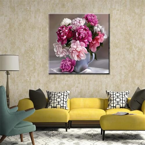 Hoonjiin Bunter Blumenstrauß Diamond Painting,5D DIY Blume Diamant Painting Bilder,Diamond Painting Set für Erwachsene,für Geschenk Zuhause Wanddekoration Square Drill - 40x40cm von Hoonjiin