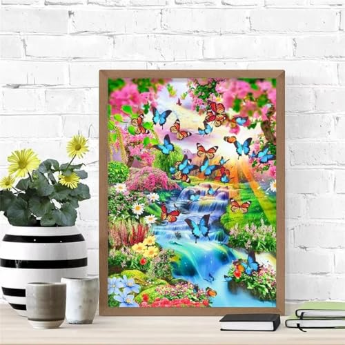 Hoonjiin Bunter Fluss Diamond Painting,5D DIY Landschaft Diamant Painting Bilder,Diamond Painting Set für Erwachsene,für Geschenk Zuhause Wanddekoration Square Drill - 40x70cm von Hoonjiin