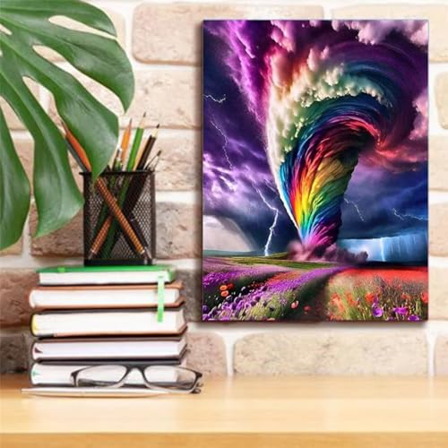 Hoonjiin Bunter Tornado Diamond Painting Erwachsene,5D Landschaft DIY Diamant Painting Bilder,Full Round Drill Diamant Malerei Set Wanddekoration - 50x80cm von Hoonjiin