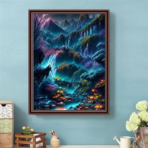 Hoonjiin Fantasielandschaft Diamond Painting,5D DIY Berg Diamant Painting Bilder,Diamond Painting Set für Erwachsene,für Geschenk Zuhause Wanddekoration Square Drill - 100x130cm von Hoonjiin