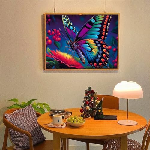 Hoonjiin Farbenfrohe Landschaft Diamond Painting,5D DIY Schmetterlingsblume Diamant Painting Bilder,Diamond Painting Set für Erwachsene,für Geschenk Zuhause Wanddekoration Square Drill - 40x70cm von Hoonjiin