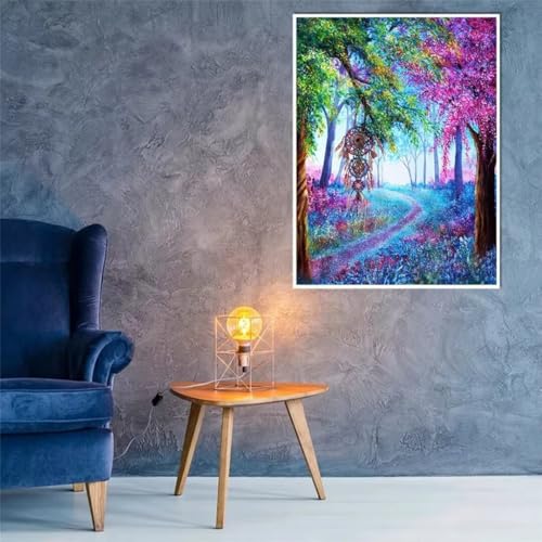 Hoonjiin Farbenfrohe Wälder Diamond Painting Erwachsene,5D Landschaft DIY Diamant Painting Bilder,Full Round Drill Diamant Malerei Set Wanddekoration - 40x70cm von Hoonjiin