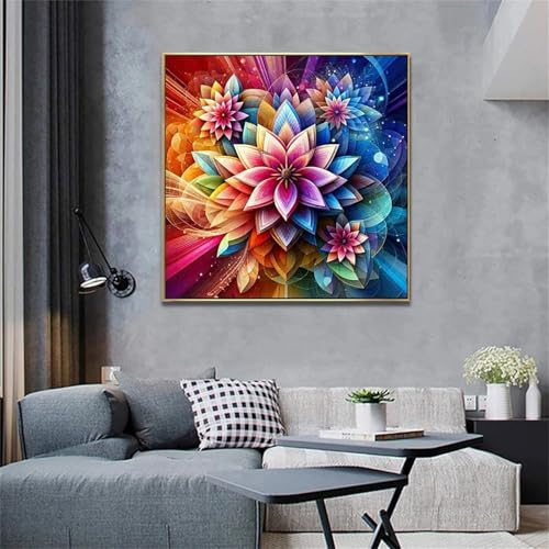 Hoonjiin Farbige Blumen Diamond Painting,5D DIY Landschaft Diamant Painting Bilder,Diamond Painting Set für Erwachsene,für Geschenk Zuhause Wanddekoration Square Drill - 50x50cm von Hoonjiin