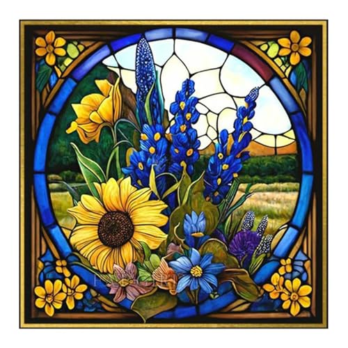 Hoonjiin Gelbe Sonnenblume Diamond Painting,5D DIY Landschaft Diamant Painting Bilder,Diamond Painting Set für Erwachsene,für Geschenk Zuhause Wanddekoration - Square Drill,80x80cm von Hoonjiin