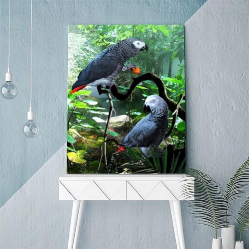 Hoonjiin Grauer Vogel Diamond Painting,5D DIY Anlage Diamant Painting Bilder,Diamond Painting Set für Erwachsene,für Geschenk Zuhause Wanddekoration Square Drill - 50x80cm von Hoonjiin