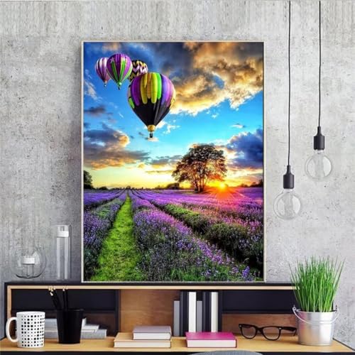 Hoonjiin Heißluftballon Diamond Painting,5D DIY Landschaft Diamant Painting Bilder,Diamond Painting Set für Erwachsene,für Geschenk Zuhause Wanddekoration Square Drill - 20x50cm von Hoonjiin