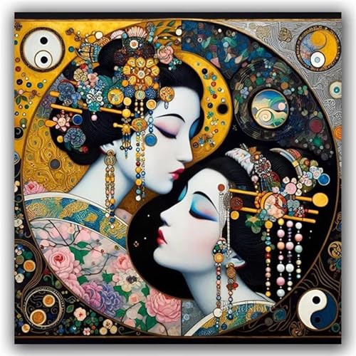 Hoonjiin Japanische Frau Diamond Painting,5D DIY Landschaft Diamant Painting Bilder,Diamond Painting Set für Erwachsene,für Geschenk Zuhause Wanddekoration - Square Drill,90x90cm von Hoonjiin