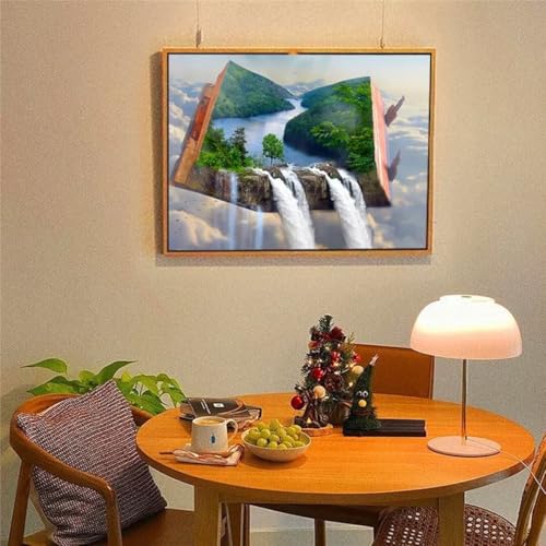 Hoonjiin Landschaft Wasserfälle Diamond Painting,5D DIY Flüsse Diamant Painting Bilder,Diamond Painting Set für Erwachsene,für Geschenk Zuhause Wanddekoration Square Drill - 40x70cm von Hoonjiin