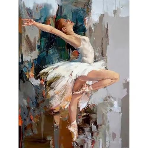 Hoonjiin Malen Nach Zahlen Erwachsene,Ballerina Anfänger Acrylfarben Paint by Numbers,Ballett Handgemalt Ölgemälde Leinwand Kits Als Geschenk für Wanddeko 55x70cm(Mit Rahmen) von Hoonjiin