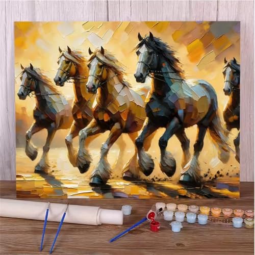 Hoonjiin Malen Nach Zahlen Erwachsene,DIY Tiere Pferde Acrylfarbe Malen Nach Zahlen AnfäNger Set,30x40cm（Ohne Rahmen） von Hoonjiin