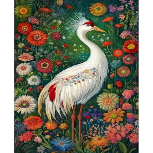 Hoonjiin Malen Nach Zahlen Erwachsene,DIY Weißstorch Blumen Acrylfarbe Malen Nach Zahlen AnfäNger Set,30x55cm（Ohne Rahmen） von Hoonjiin