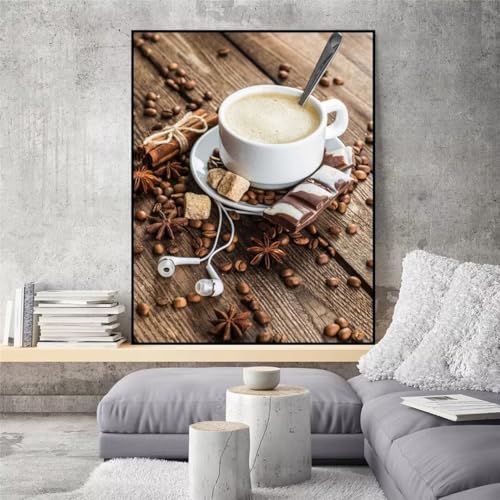 Hoonjiin Milchkaffee Diamond Painting,5D DIY Trinken Diamant Painting Bilder,Diamond Painting Set für Erwachsene,für Geschenk Zuhause Wanddekoration Square Drill - 100x130cm von Hoonjiin