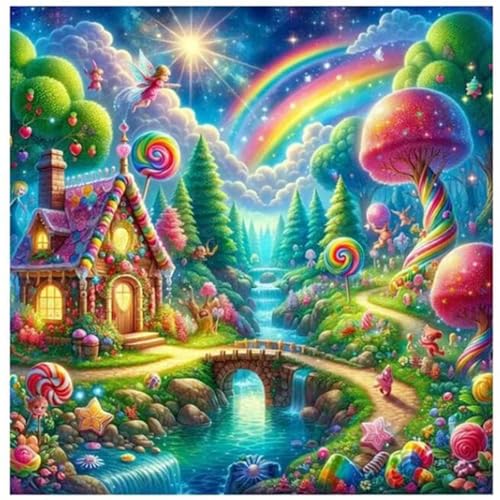 Hoonjiin Regenbogenlandschaft Diamond Painting,5D DIY Märchen Diamant Painting Bilder,Diamond Painting Set für Erwachsene,für Geschenk Zuhause Wanddekoration - Square Drill,100x100cm von Hoonjiin