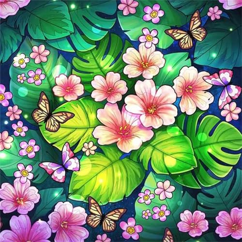 Hoonjiin Schöne Blumen Diamond Painting,5D DIY Pflanzen Diamant Painting Bilder,Diamond Painting Set für Erwachsene,für Geschenk Zuhause Wanddekoration - Square Drill,100x100cm von Hoonjiin