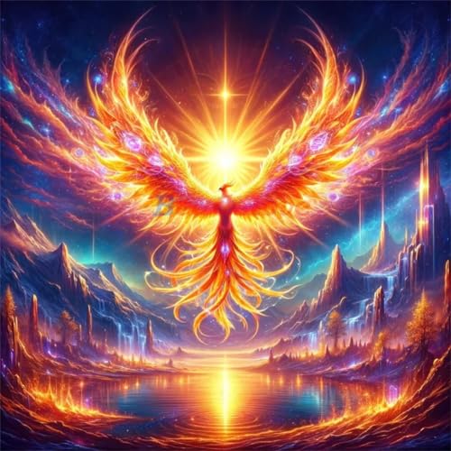 Hoonjiin Sonnen-Phönix Diamond Painting,5D DIY Landschaft Diamant Painting Bilder,Diamond Painting Set für Erwachsene,für Geschenk Zuhause Wanddekoration - Square Drill,60x60cm von Hoonjiin