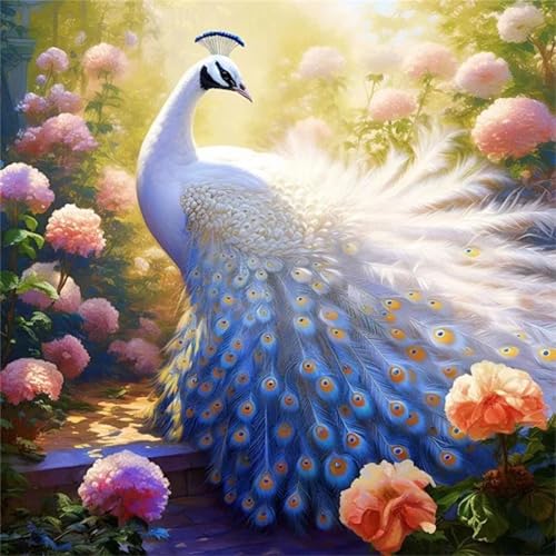 Hoonjiin Sonnenscheintier Diamond Painting,5D DIY Pfau Diamant Painting Bilder,Diamond Painting Set für Erwachsene,für Geschenk Zuhause Wanddekoration - Square Drill,100x100cm von Hoonjiin