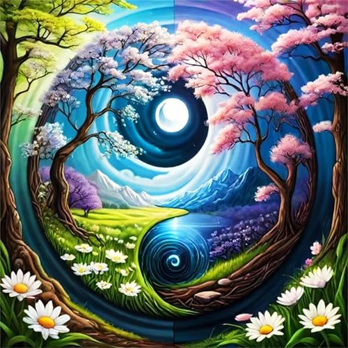 Hoonjiin Tai Chi Diamond Painting,5D DIY Landschaft Diamant Painting Bilder,Diamond Painting Set für Erwachsene,für Geschenk Zuhause Wanddekoration - Square Drill,90x90cm von Hoonjiin