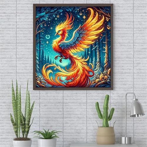 Hoonjiin Tierischer Phönix Diamond Painting,5D DIY Landschaftswälder Diamant Painting Bilder,Diamond Painting Set für Erwachsene,für Geschenk Zuhause Wanddekoration - Square Drill,50x50cm von Hoonjiin