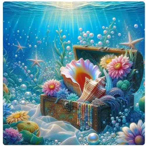 Hoonjiin Unterwasser-Schatz Diamond Painting,5D DIY Landschaft Diamant Painting Bilder,Diamond Painting Set für Erwachsene,für Geschenk Zuhause Wanddekoration - Square Drill,100x100cm von Hoonjiin