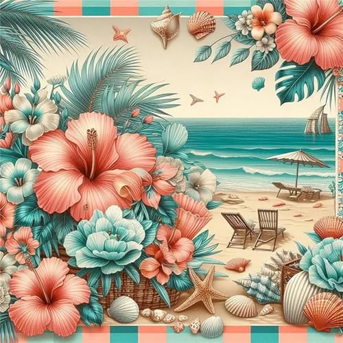 Hoonjiin Vintage-Landschaft Diamond Painting Erwachsene,5D Blume DIY Diamant Painting Bilder,Full Round Drill Diamant Malerei Set Wanddekoration - 40x40cm von Hoonjiin