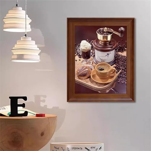 Kaffeeservice Malen nach Zahlen Erwachsene,Paint by Numbers kits for Adult,DIY Leinwand Acrylfarbe Handgemalt Ölgemälde für Home Wand Décor Geschenk,mit rahmen 20x30cm von Hoonjiin