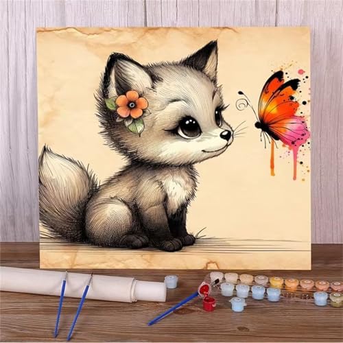 Malen Nach Zahlen Erwachsene Schmetterlingstier,DIY Handgemalt Ölgemälde Kit für Anfänger Ohne Rahmen mit Acrylfarbe und 3 Pinseln für Geschenke und Home Wand Dekor - 30x30cm von Hoonjiin