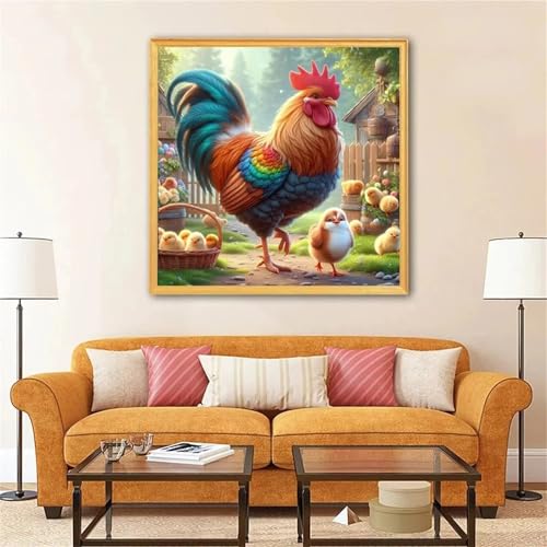 Tier Huhn Diamond Painting,5D DIY Landschaft Diamant Painting Bilder,Diamond Painting Set für Erwachsene,für Geschenk Zuhause Wanddekoration - Square Drill,40x40cm von Hoonjiin