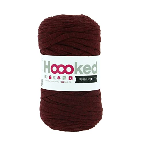 Hoooked-Zpagetti Ribbon XL nachhaltiges Textilgarn zum Häkeln oder Stricken, 250g, mit 80% recycelter Baumwolle (54 maroon rost) von Hoooked-Zpagetti