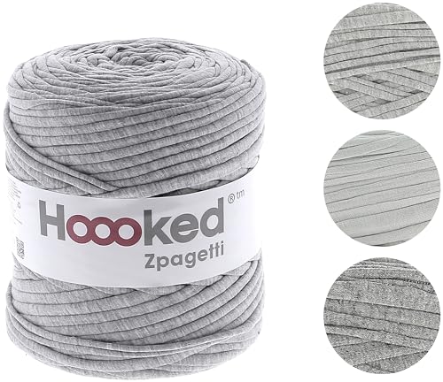 Hoooked ZP001-12 Garn ZPAGETTI Gray, Baumwolle, Sportliches Grau – mittlere Grautöne, Einheitsgröße, 119 Meter von Hoooked