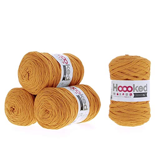 Hoooked Ribbon XL Bändchengarn Sparset aus 4 Rollen Wahl (Harvest Ocre) von Hoooked