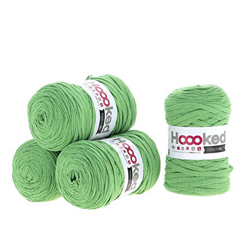 Hoooked Ribbon XL Bändchengarn Sparset aus 4 Rollen Wahl (Salat Green) von Hoooked