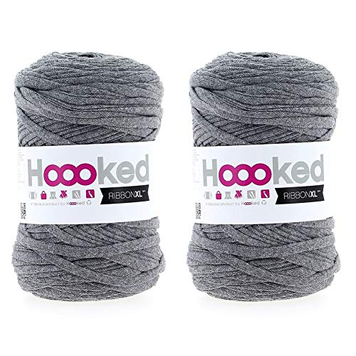 Hoooked Ribbon XL Garn (2 Stück) – Steingrau (RXL 31) von Hoooked