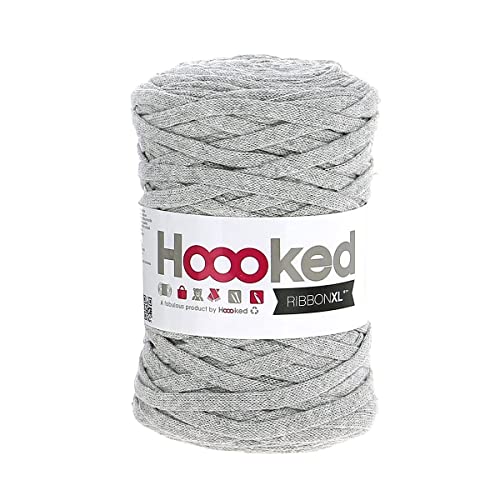 Hoooked Ribbon XL nachhaltiges Textilgarn zum Häkeln oder Stricken, 250g, mit 80% recycelter Baumwolle (41 silver grey) von Hoooked