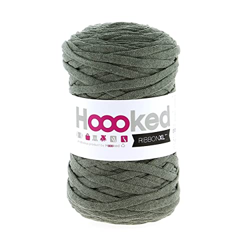 Hoooked Ribbon XL nachhaltiges Textilgarn zum Häkeln oder Stricken, 250g, mit 80% recycelter Baumwolle (sp6 dried herb) von Hoooked