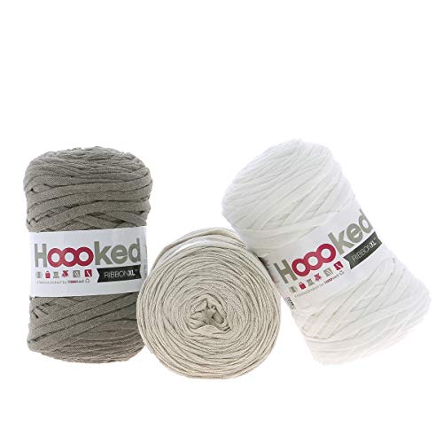 Hoooked RibbonXL Sparset aus 3 Rollen je 120 Meter Riesen-Textilgarn (Mochaccino Pearl) von Hoooked