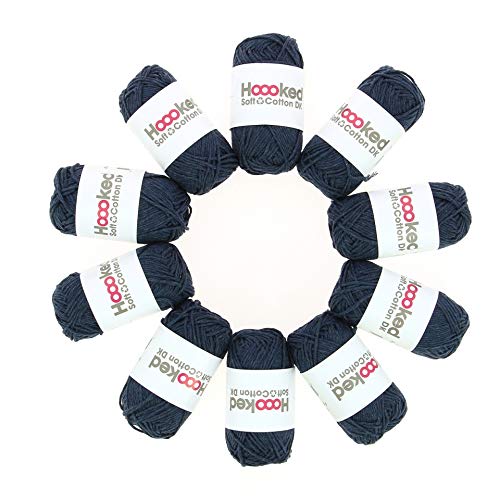 Hoooked Soft Cotton DK 85 m je 50 g Knäuel 10 er Pack = 500 g (Paris Jeans) von Hoooked