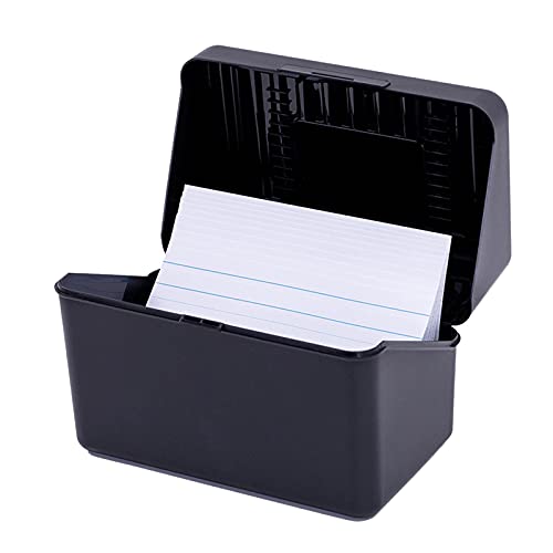 Hoothy Karteikasten, 17.5X10.5X12CM Stackable Flip Top, Ideal als Kartenetui & Visitenkarten Etuis, A5/A6/A7/A8 karteikarten box (Schwarz L) von Hoothy