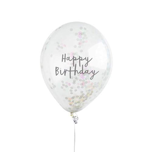 Hootyballoo HBMM1120 Konfetti-Luftballons "Happy Birthday", 30,5 cm, 5 Stück von Hootyballoo