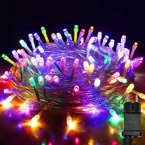 Hopelit Lichterkette Außen, Led Lichterkette 10m 100LED Bunt, 8 Modi Lichterkette Innen mit Stecker Speicherfunktion Timer, IP44 Wasserdicht für Weihnachtsbaum Balkon Garten Deko von Hopelit