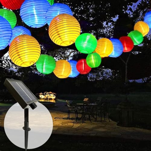 Hopelit Solar Lichterkette Aussen, Solar Lampions Außen Wetterfest 8M 30 LED, Lampions Solar mit 8 Modi Timer Speicherfunktion, Lichterkette Außen Solar Laterne Für Terrasse Hochzeit, Bunt von Hopelit